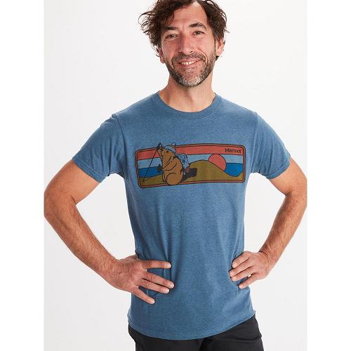 Marmot Hiking Marty T-Shirts For Mens Blue Grey PUA730654